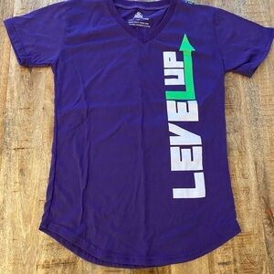 Level up women’s tee shirt purple cotton fitted I WILL AESTHETICS NEW WIth tags
